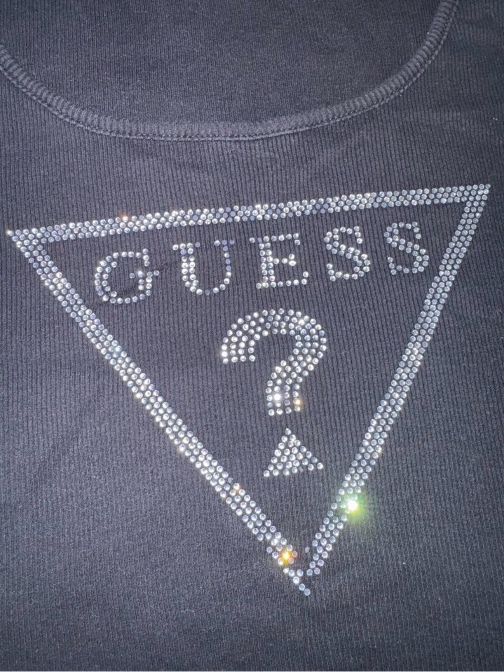 GUESS Black Rhinestone Triangle Logo Tank - Picture 3 of 5